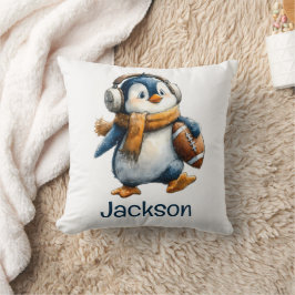Personalisierter Winter-Pinguin-Fußball-Junior Kissen