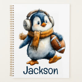 Personalisierter Winter-Pinguin-Fußball-Junior Planer