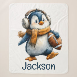 Personalisierter Winter-Pinguin-Fußball-Junior Sherpadecke