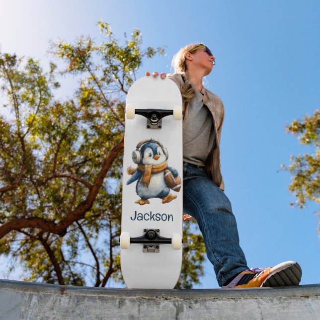 Personalisierter Winter-Pinguin-Fußball-Junior Skateboard (Außenbereich 1)