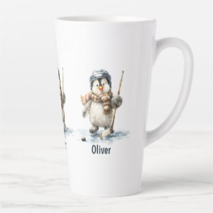 Personalisierter Winter-Pinguin-Hockey-Junior Milchtasse