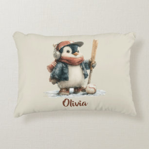 Personalisierter Winter-Pinguin-Softball-Kid Dekokissen