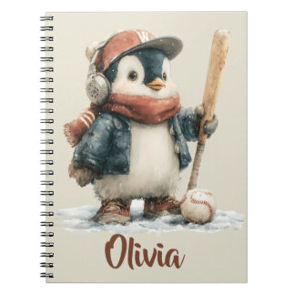 Personalisierter Winter-Pinguin-Softball-Kind Notizblock