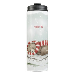 Personalisierter Winterbär-Tumbler – Schlafendes T Thermosbecher