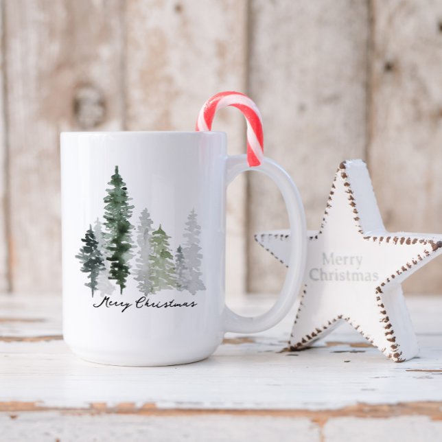 Personalisierter Winterbaum Frohe Weihnachten Kaffeetasse (Von Creator hochgeladen)