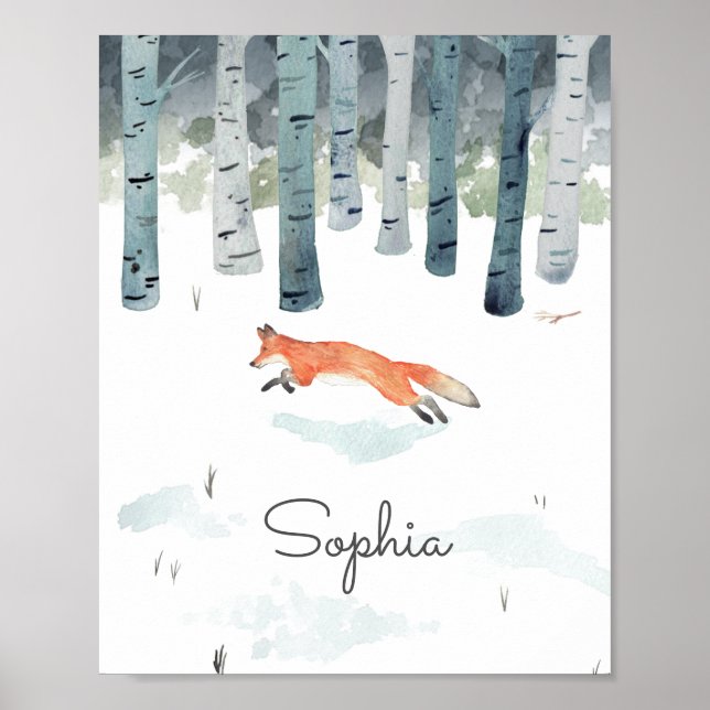 Personalisierter Winterfuchs Poster (Vorne)