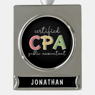 Personalisierter Wirtschaftsprüfer mit CPA-Zertifi Banner-Ornament Silber