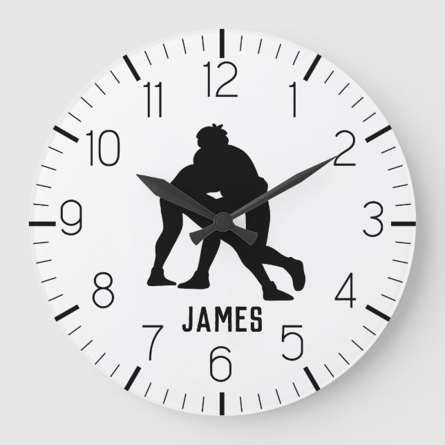 PERSONALISIERTER Wrestling Große Wanduhr (Vorderseite)
