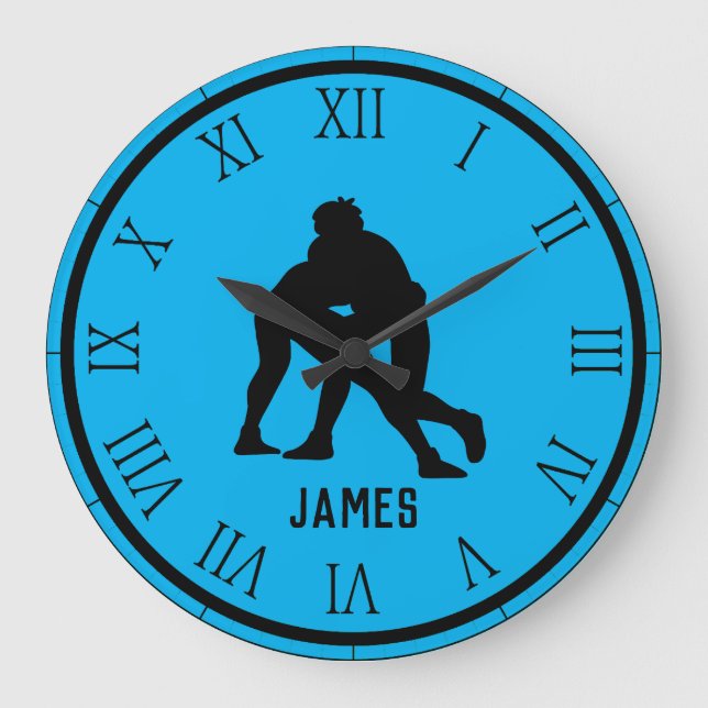 PERSONALISIERTER Wrestling Große Wanduhr (Vorderseite)