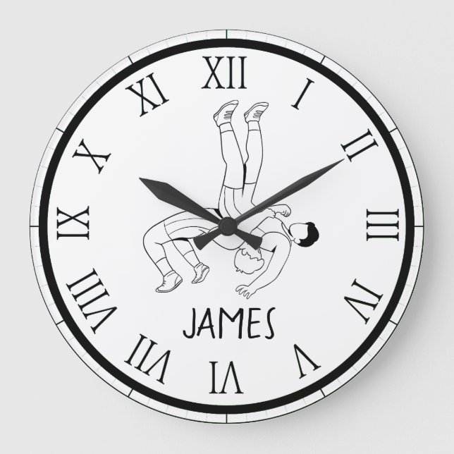 PERSONALISIERTER Wrestling Große Wanduhr (Vorderseite)