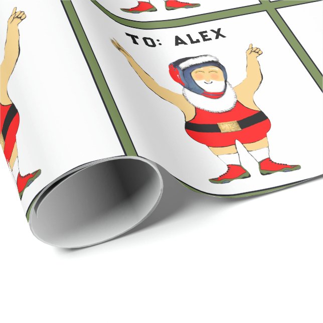 Personalisierter Wrestling Weihnachten Geschenkpapier (Rolleneckpunkt)