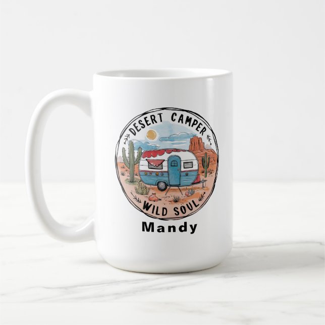 Personalisierter Wüsten-Camper Wilde Seele Kaffeetasse (Links)