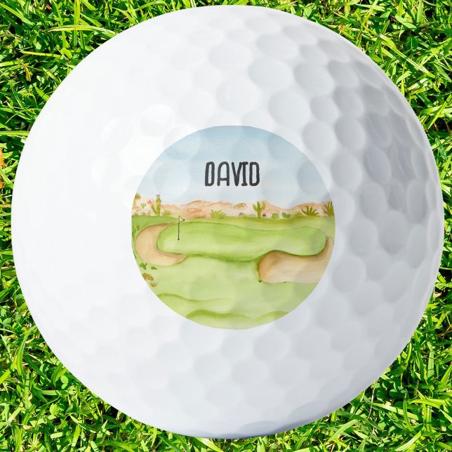 Personalisierter Wüstengolfplatz Wasserfarbe Golfball (Von Creator hochgeladen)