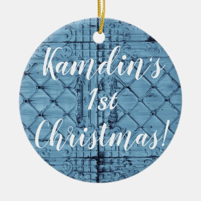 Personalisierter XMAS Ornament Rustikale Zinnwand (Vorne)