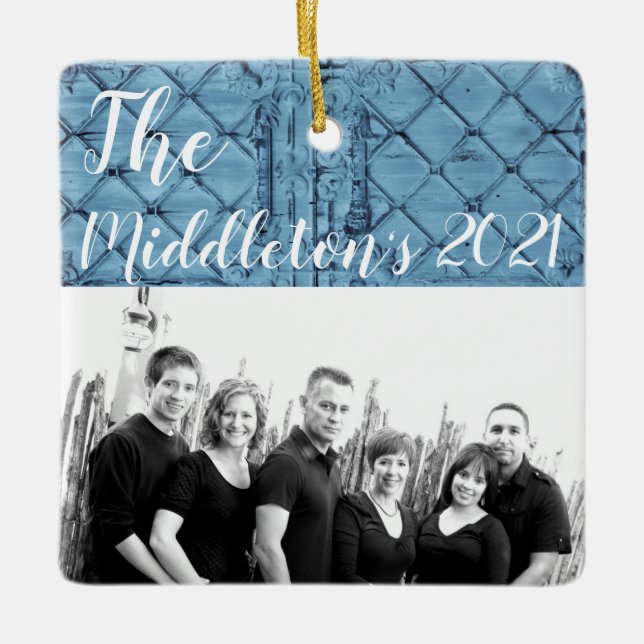 Personalisierter XMAS Ornament Rustikale Zinnwand (Vorderseite)