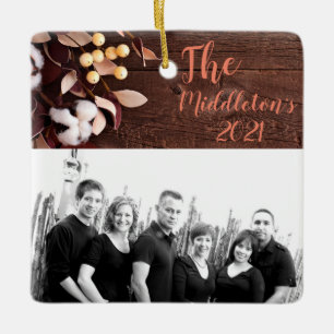 Personalisierter XMAS-Schmuck Baumwollzweig auf du Keramikornament