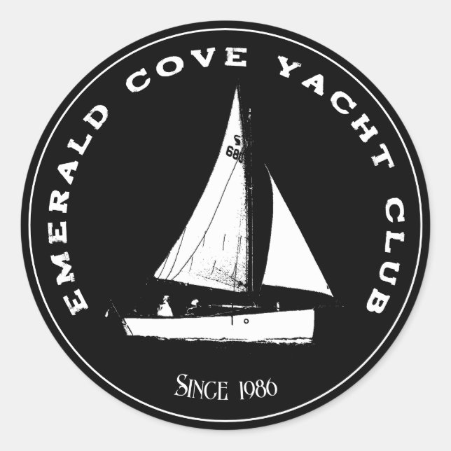 Personalisierter Yachtclub. Individuelles Segelboo Runder Aufkleber (Vorderseite)