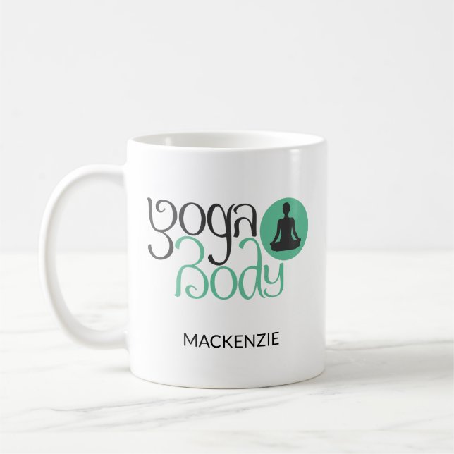 Personalisierter Yoga-Körper mit Yoga-Pose Grafisc Kaffeetasse (Links)