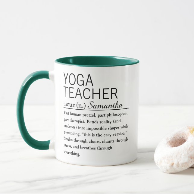 Personalisierter Yoga-Lehrer-Definitionskaffee Tasse (Mit Donut)