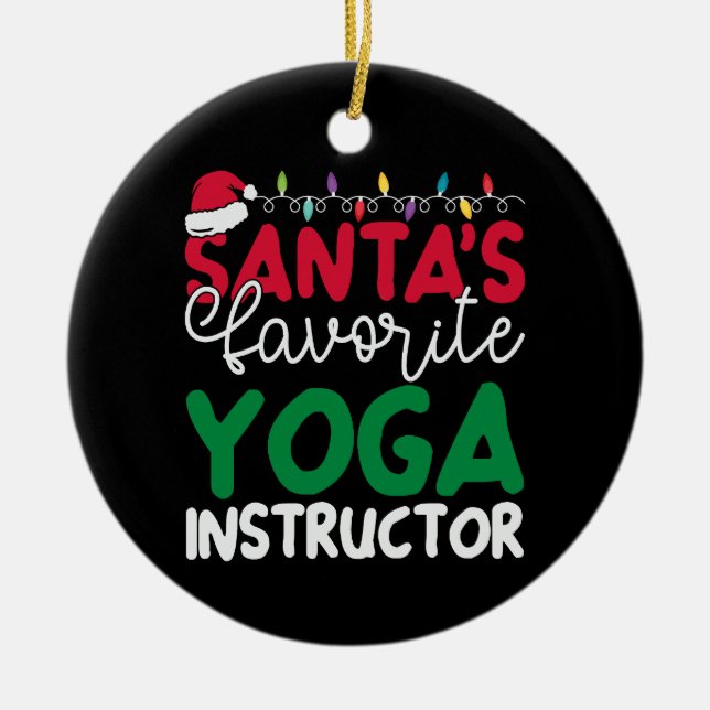 Personalisierter Yoga-Lehrer des Weihnachtsmanns Keramik Ornament (Vorne)