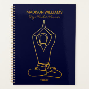 Personalisierter Yoga Lehrer Navy Gold 2023 Planer