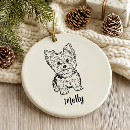 Personalisierter Yorkie-Hund Weihnachten Keramik Ornament