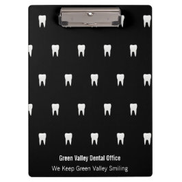 Personalisierter Zahnarztbüro Schwarz-weiß Tooth Klemmbrett