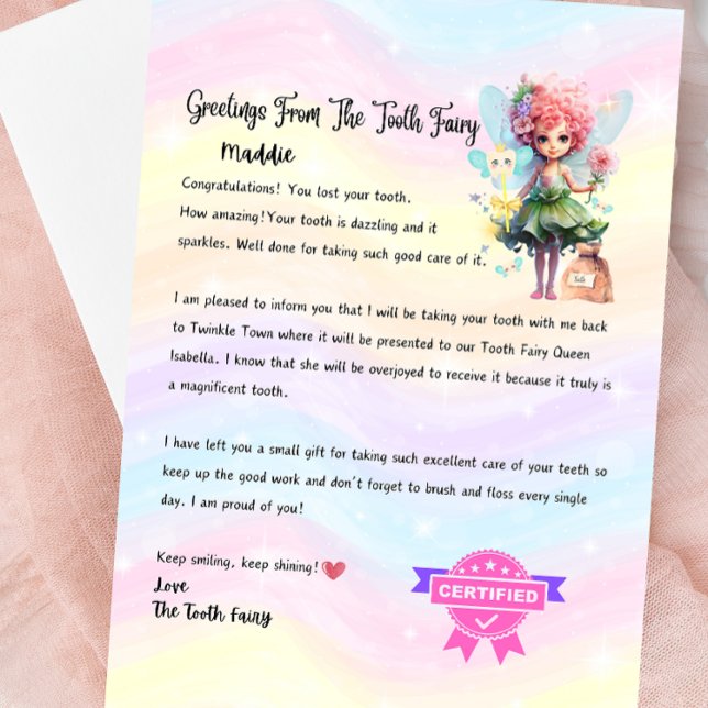 Personalisierter Zahnseidenzbrief - für Kinder Einladung (Personalized Tooth Fairy Letter - Available Printed or as a Digital Download)