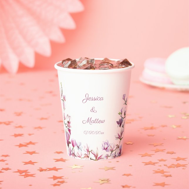 Personalisierter, zarter Pink Magnolia Paper Cup Pappbecher (Insitu)