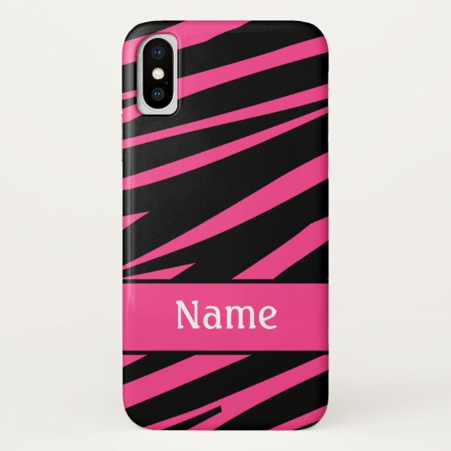 Personalisierter Zebra-Rosa-Schwarzipod-Touch-Fall Case-Mate iPhone Hülle (Rückseite)