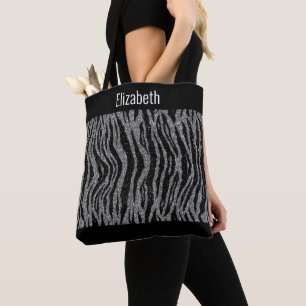 Personalisierter Zebradruck Schwarz Silber Brautju