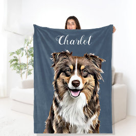 Personalisierter, Zeichnend Collie Dog an der Gren Fleecedecke