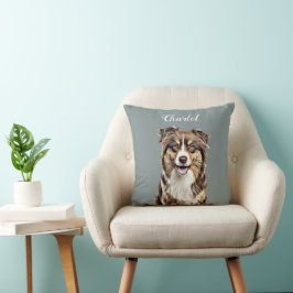 Personalisierter, Zeichnend Collie Dog an der Gren Kissen