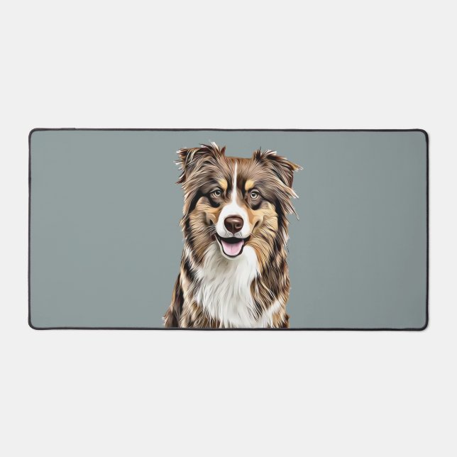 Personalisierter, Zeichnend Collie Dog an der Gren Schreibtischunterlage (Vorderseite)