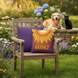 Personalisierter Zip-Code Sonnenblumendekoration Kissen