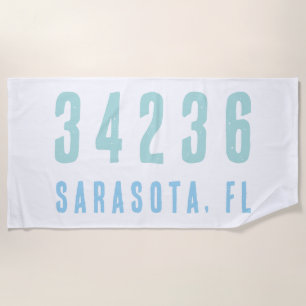 Personalisierter Zip-Code, Stadt, Staat Blues de Strandtuch