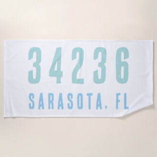 Personalisierter Zip-Code, Stadt, Staat | Blues de Strandtuch