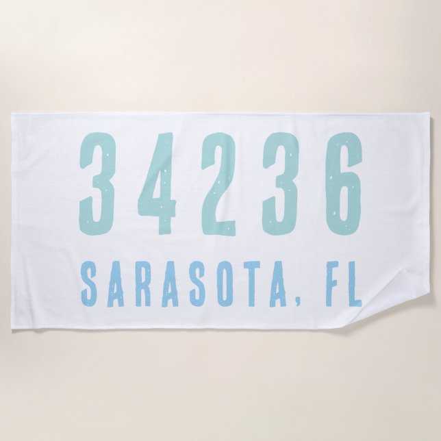 Personalisierter Zip-Code, Stadt, Staat | Blues de Strandtuch (Vorderseite)
