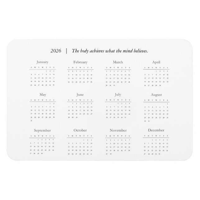 Personalisierter Zitat 2026 Kalender Magnet (Horizontal)