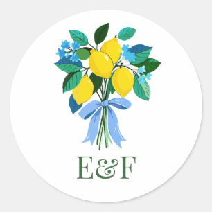 Personalisierter Zitronen-Brautjungfer-Party-Monog Runder Aufkleber