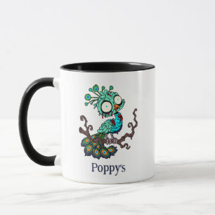 Personalisierter Zombie Pfau Tasse