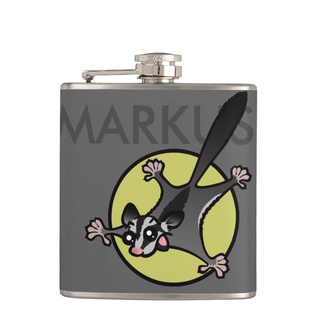 PERSONALISIERTER ZUCKERGLIDER VINYL-WRAPPENFLASK FLACHMANN (Vorderseite)