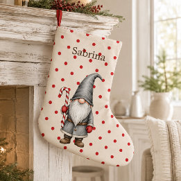 Personalisierter Zuckerstangen-Gnom-Weihnachtsstru Großer Weihnachtsstrumpf