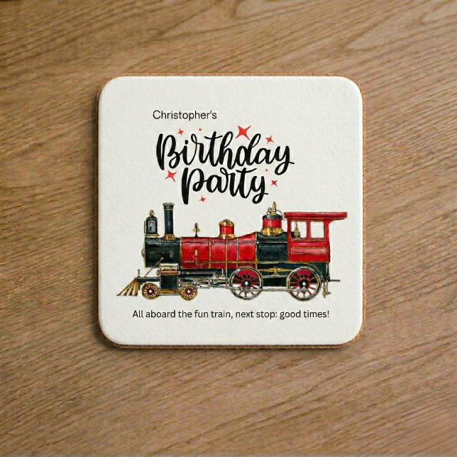 Personalisierter Zug Geburtstagsparty Untersetzer (Personalized Train Birthday Party Coaster)