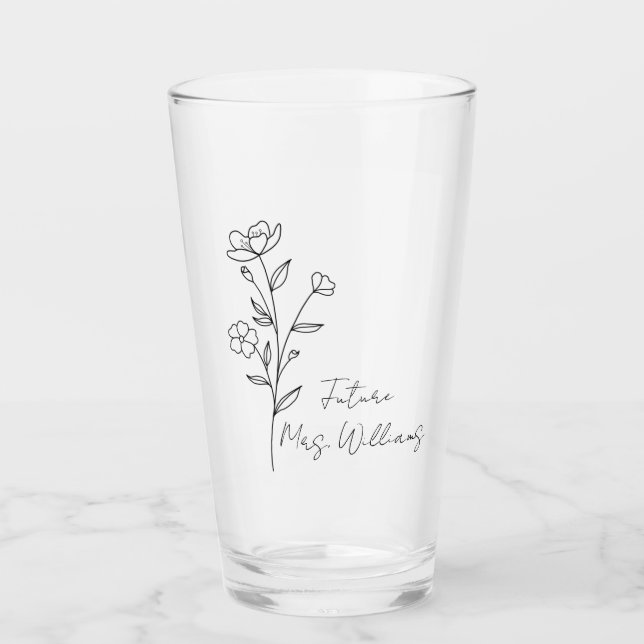 Personalisierter zukünftiger Mrs-Eiskaffeebecher i Glas (Vorderseite)