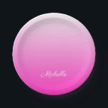 Personalisierter zweifarbiger Farbverlauf ombre ho Pappteller<br><div class="desc">Personalisierter zweifarbiger Farbverlauf ombre hot pink</div>