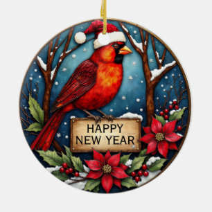 Personalisierter zweiseitiger Kardinal Keramik Ornament