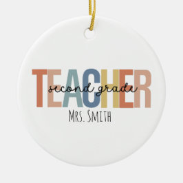 Personalisierter Zweitklassiger Lehrer Weihnachten Keramik Ornament