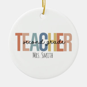 Personalisierter Zweitklassiger Lehrer Weihnachten Keramik Ornament