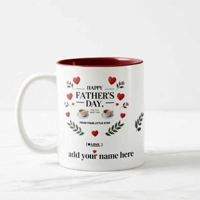 Personalisiertes 11 oz Kaffeegenuss für Vater Zweifarbige Tasse (Links)
